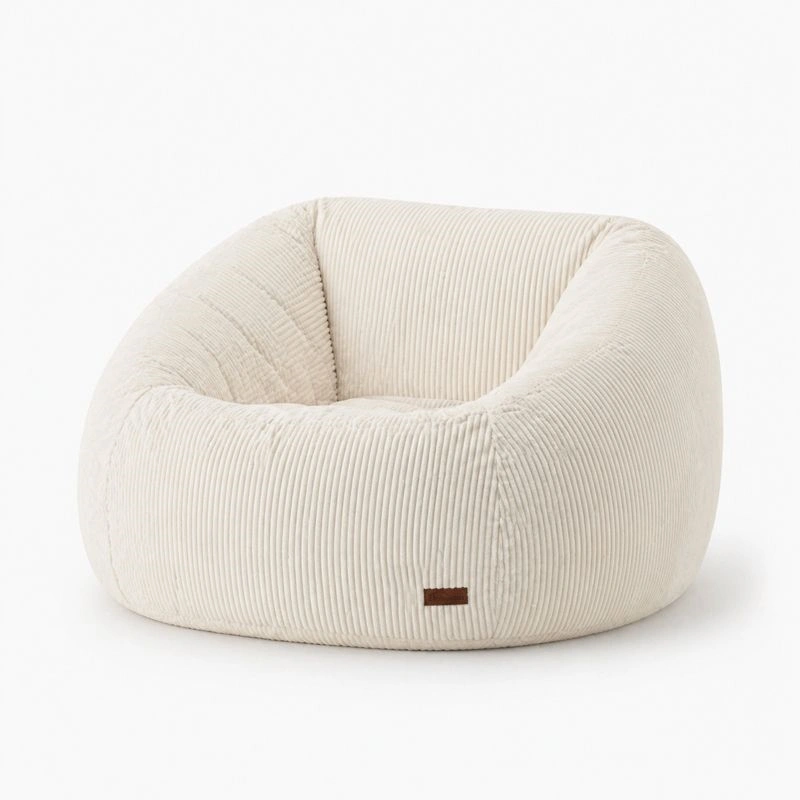 Fauteuil lounge tissu cotele beige